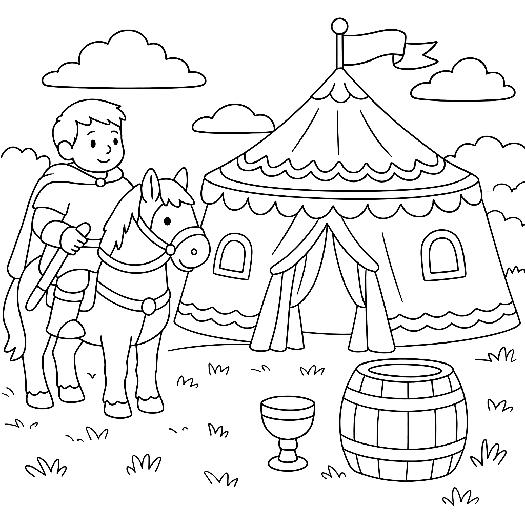 Раскраска по сказке "Бой добрыни с дунаем"