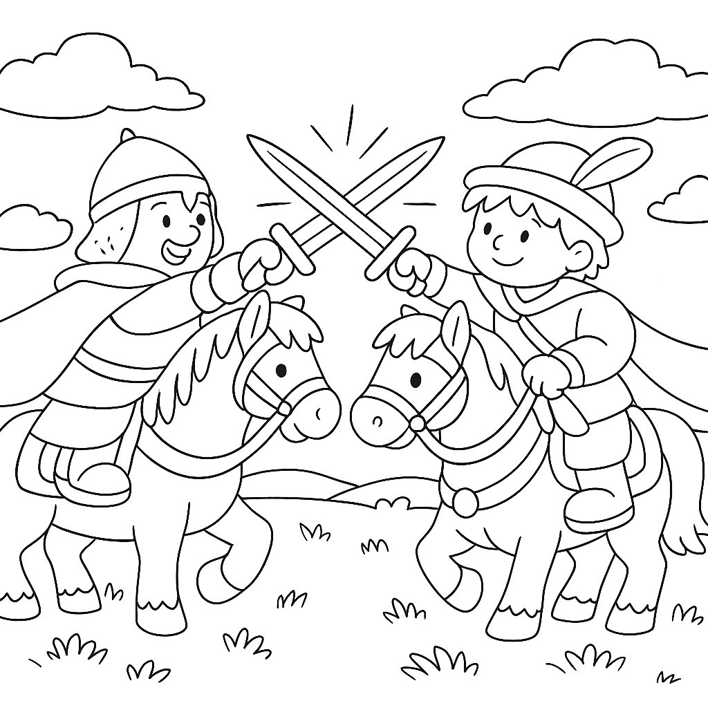 Раскраска по сказке "Бой добрыни с дунаем"