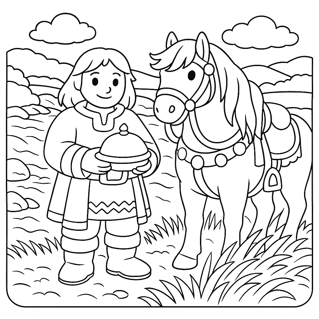 Раскраска по сказке "Добрыня и змей"