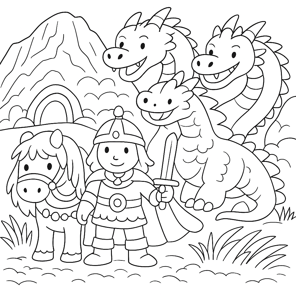 Раскраски: Добрыня и змей