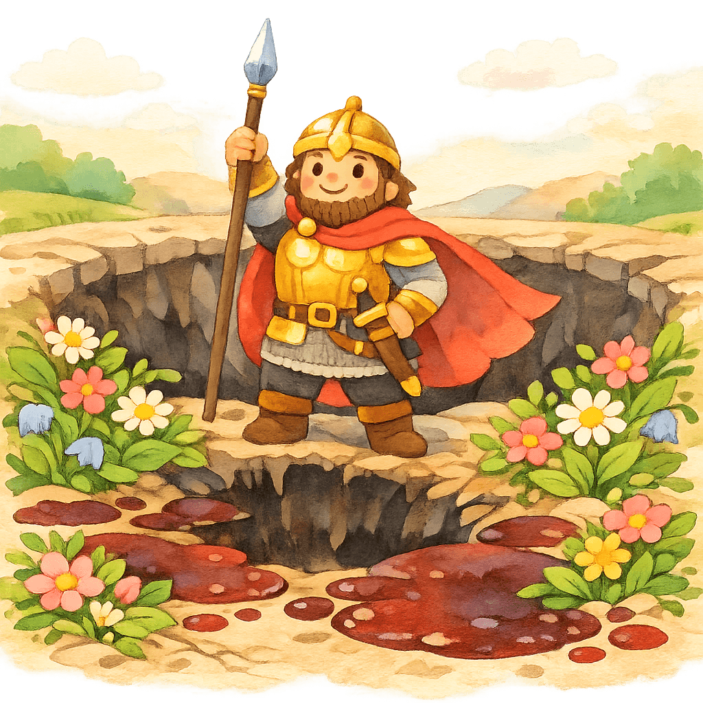 Добрыня останавливает кровь Змея копьём и открывает землю