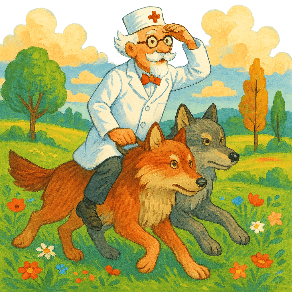 Айболит едет на мохнатых волках