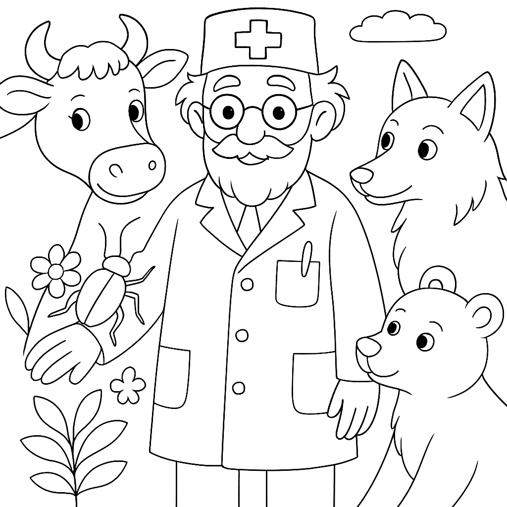 Раскраска по сказке "Айболит"