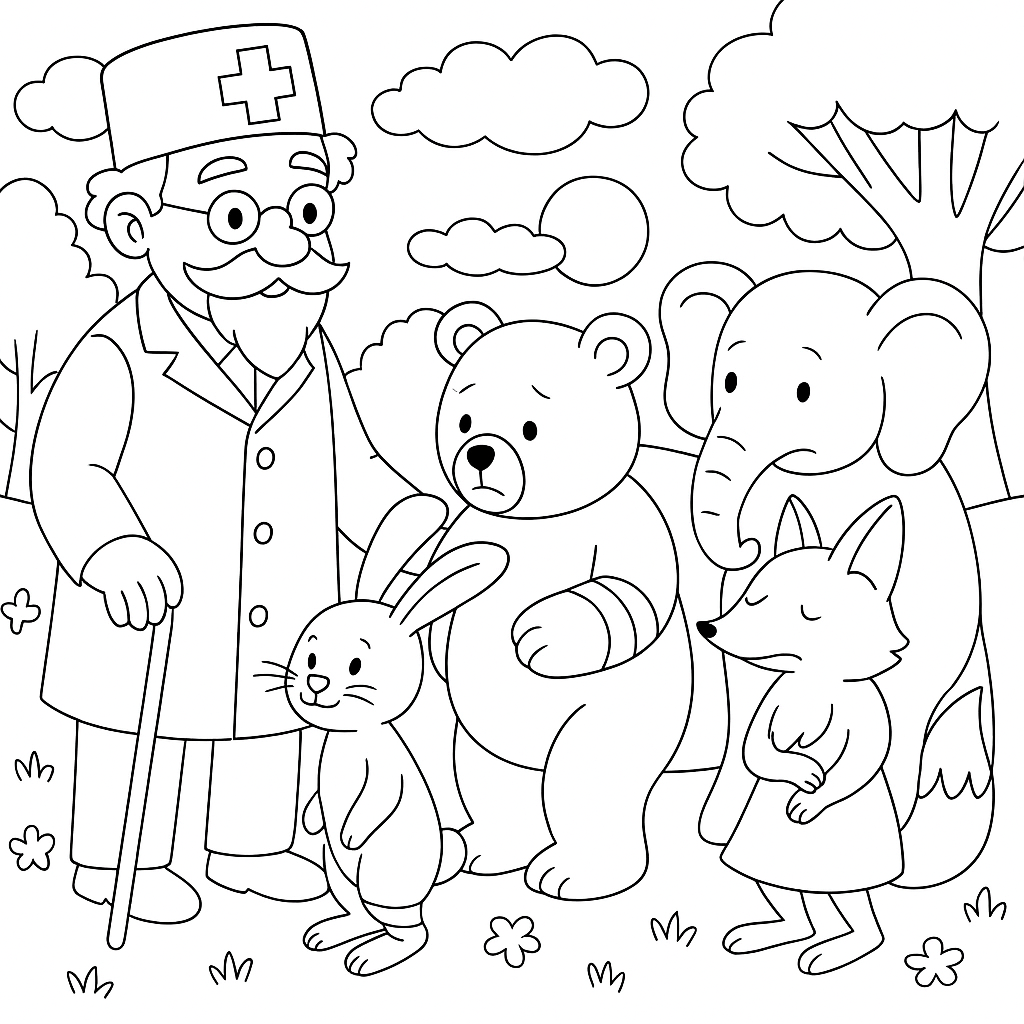 Раскраска по сказке "Айболит"