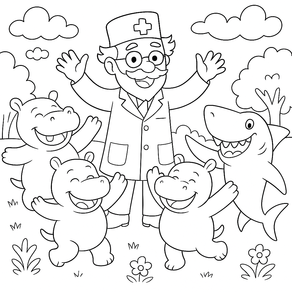 Раскраска по сказке "Айболит"