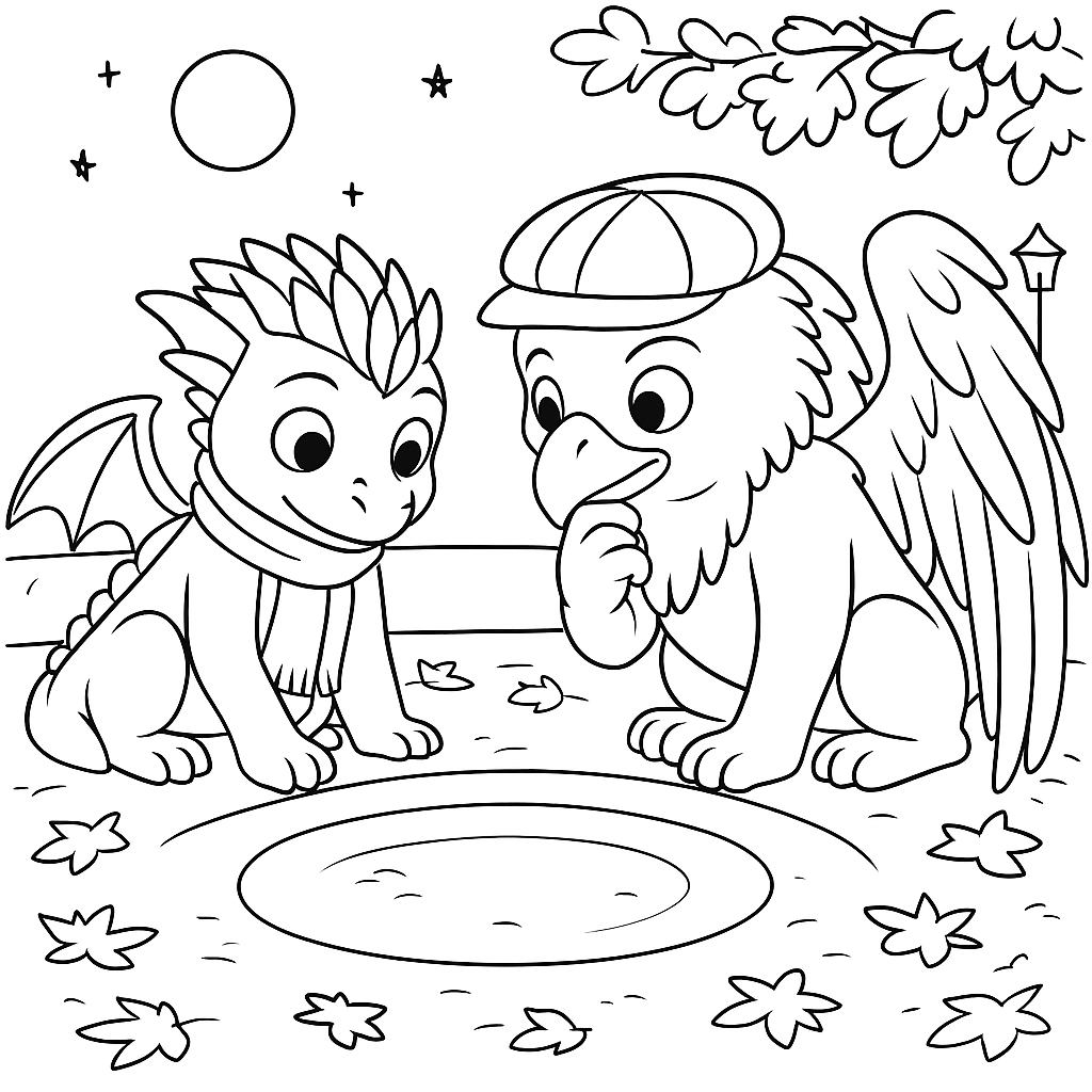 Раскраска по сказке "Таинственные круги в зоопарке"