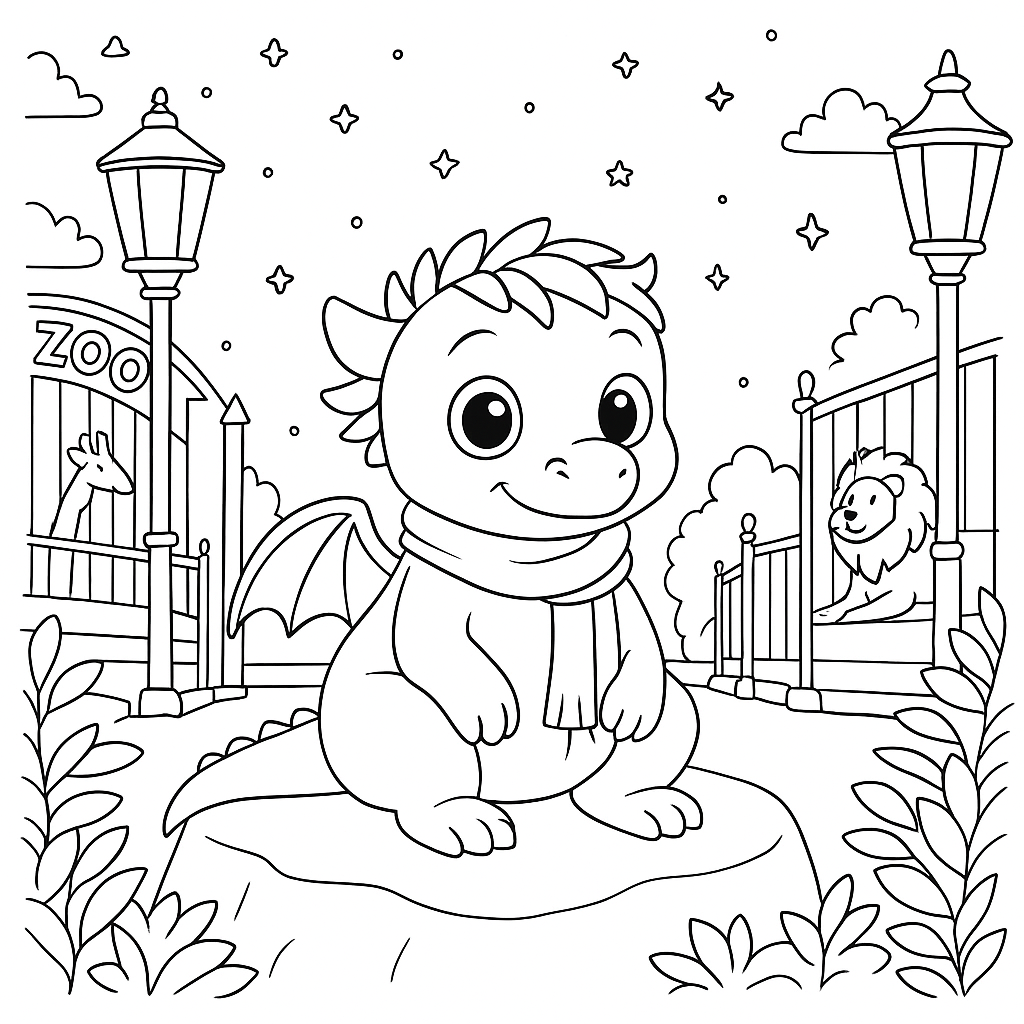 Раскраска по сказке "Таинственные круги в зоопарке"