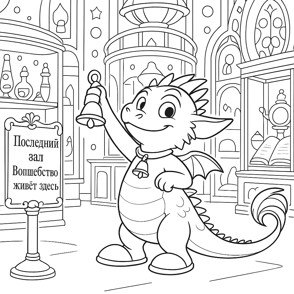 Раскраска по сказке "Федя и зеркальный зал"