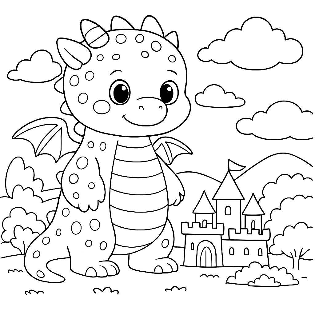 Раскраска по сказке "Дракончик гоша, ягоды вырастайка и речка канючка"