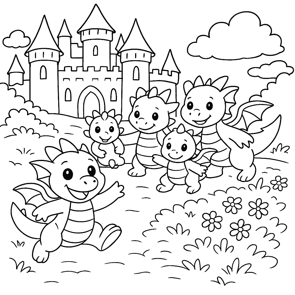 Раскраска по сказке "Дракончик гоша, ягоды вырастайка и речка канючка"