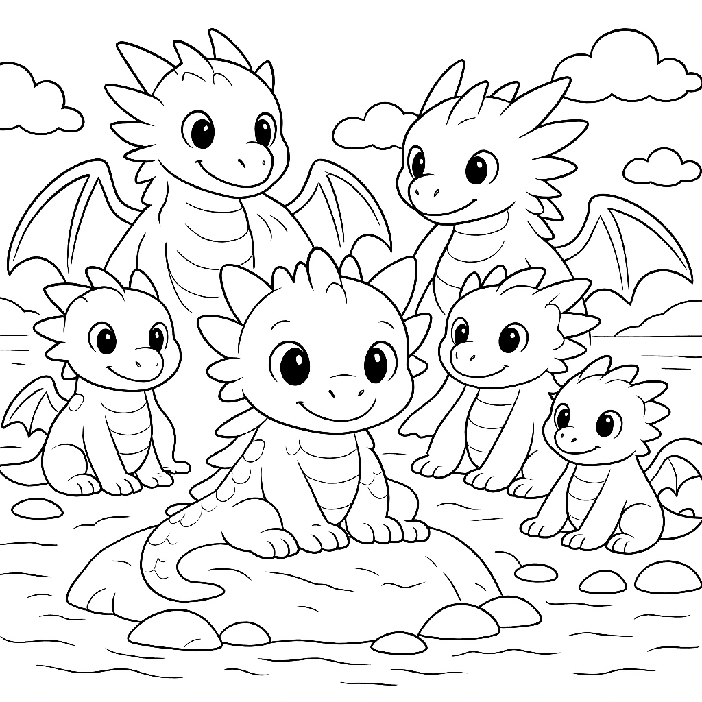 Раскраски: Сказка про дракона, который не умел летать