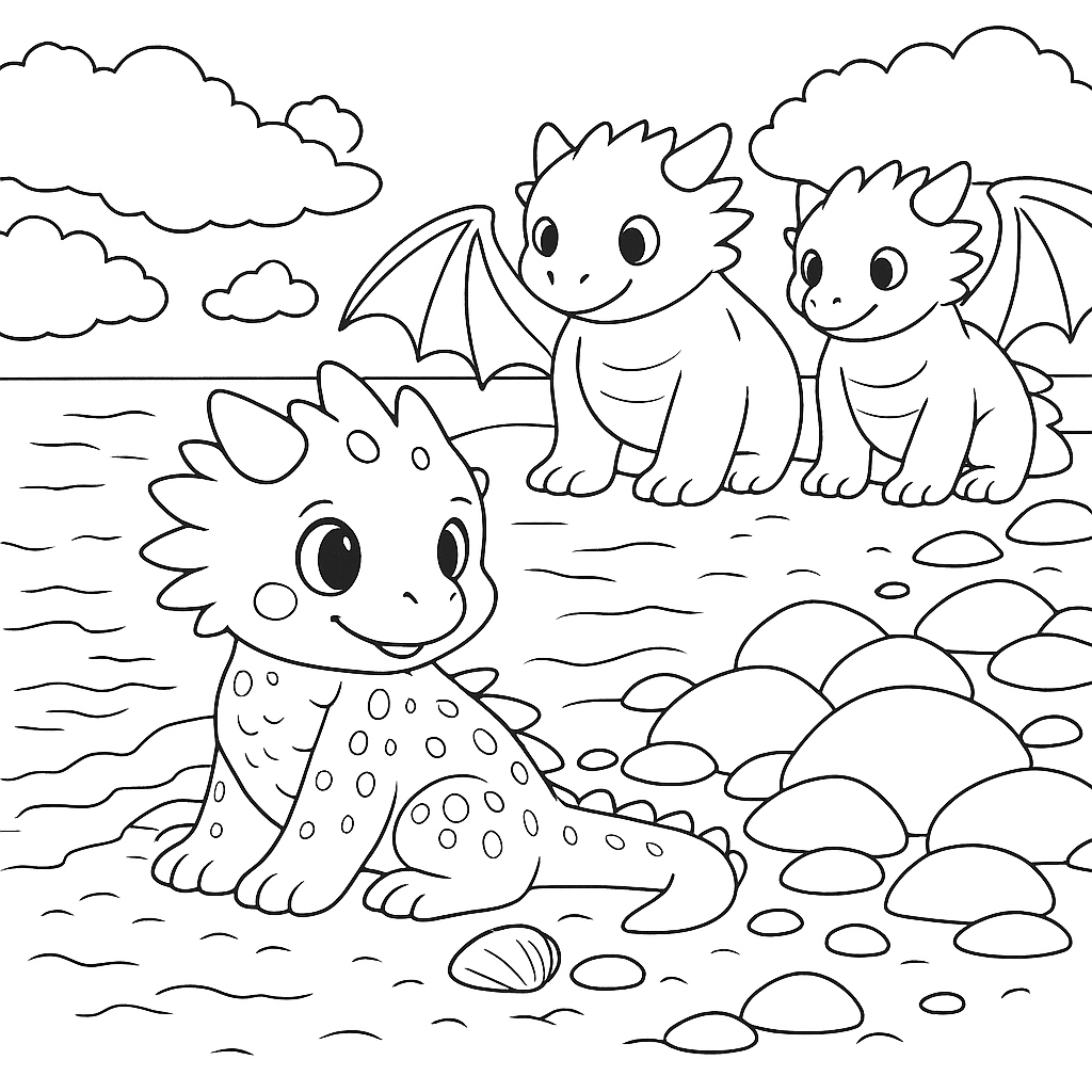 Раскраска по сказке "Сказка про дракона, который не умел летать"