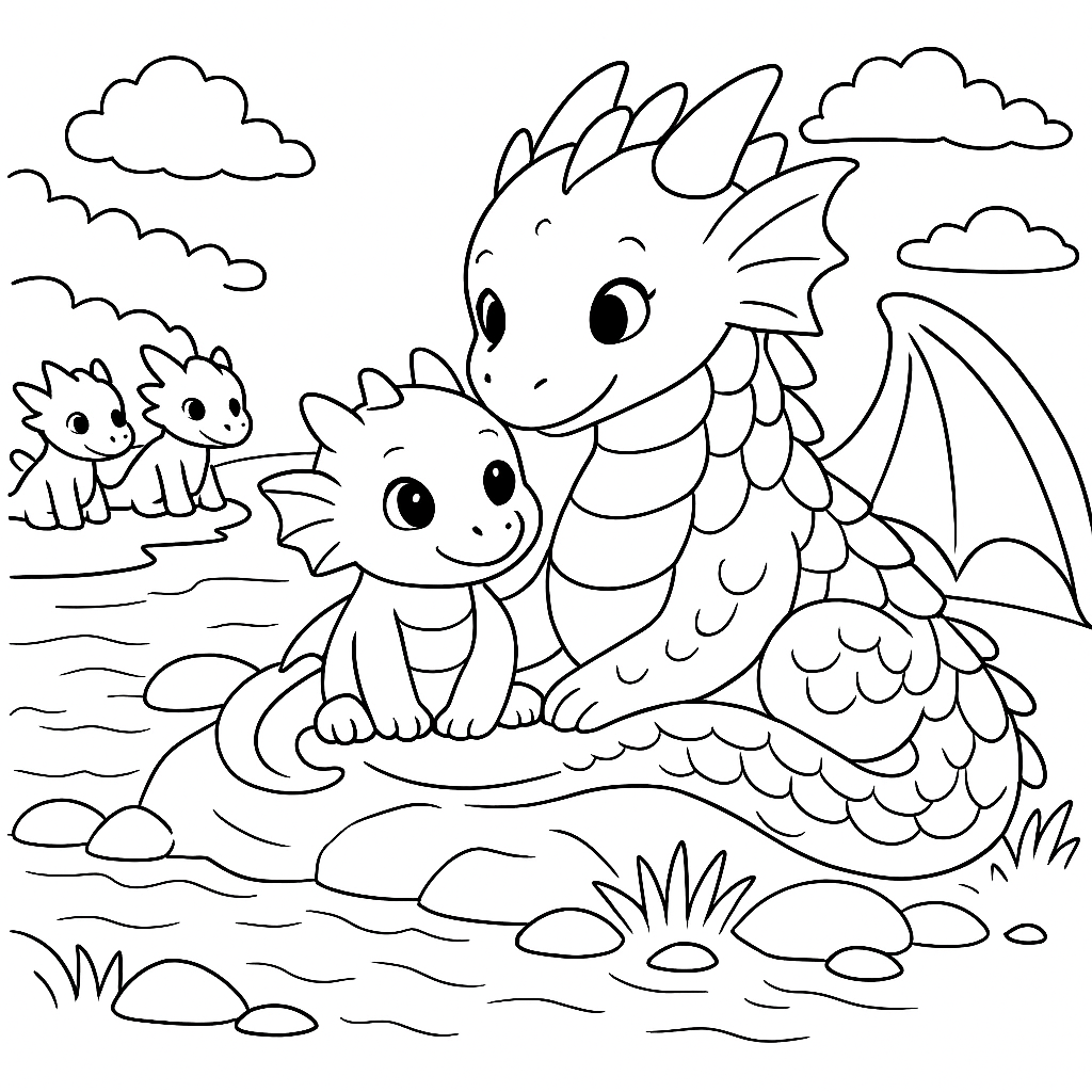 Раскраска по сказке "Сказка про дракона, который не умел летать"