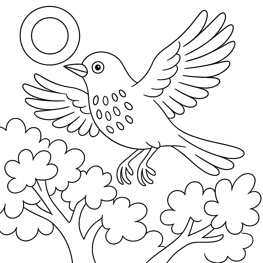 Раскраска по сказке "Лиса и дрозд"