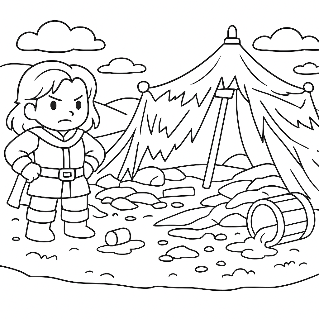 Раскраска по сказке "Бой добрыни с дунаем"