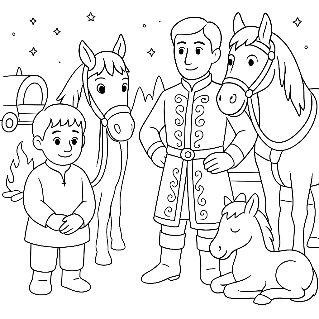 Раскраска по сказке "Дочь-семилетка"