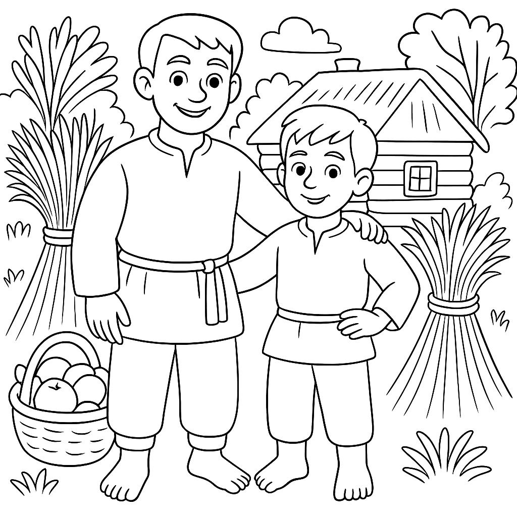 Раскраска по сказке "Три совета отца"