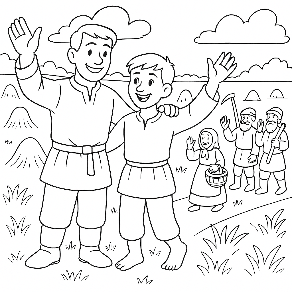 Раскраска по сказке "Три совета отца"