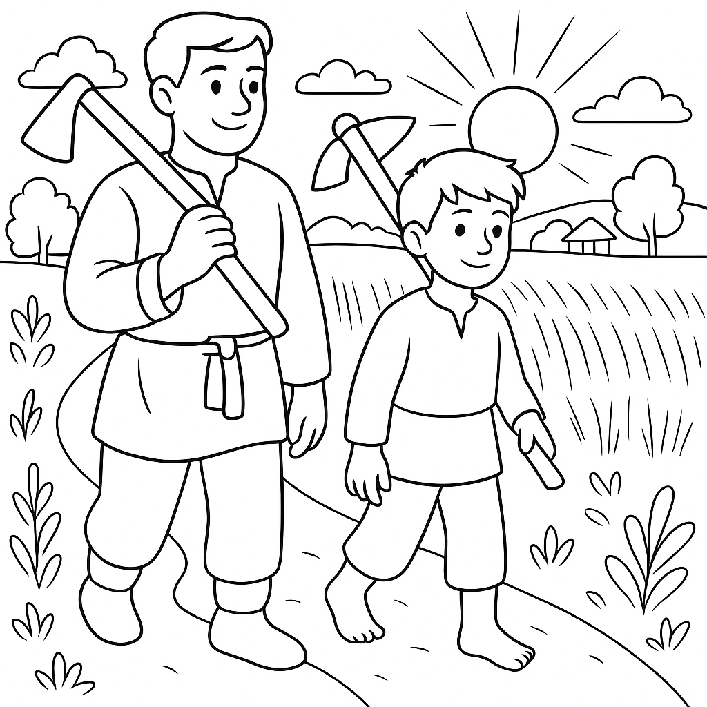 Раскраска по сказке "Три совета отца"