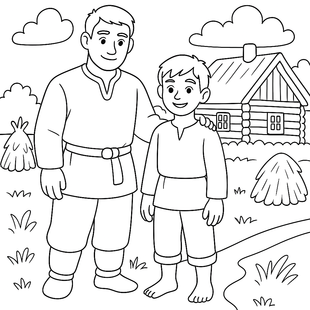 Раскраска по сказке "Три совета отца"