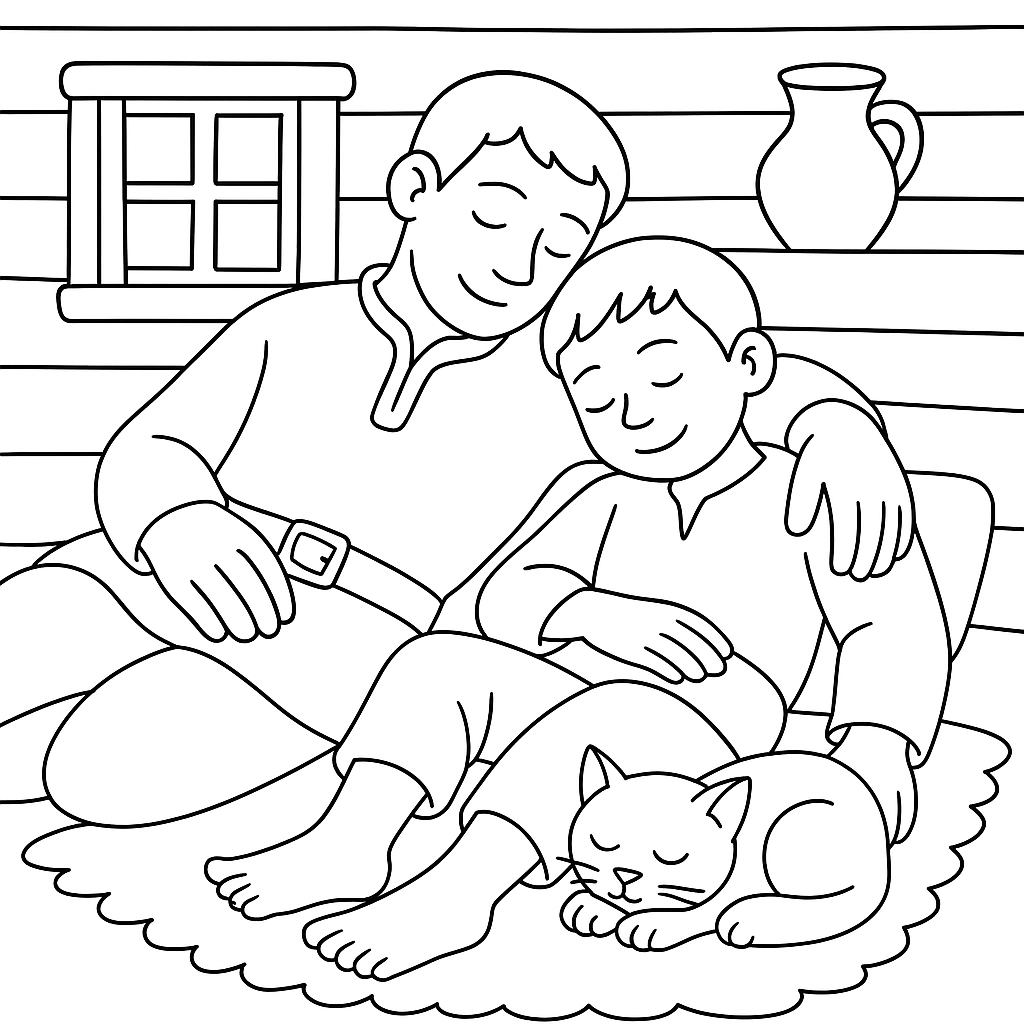 Раскраска по сказке "Три совета отца"