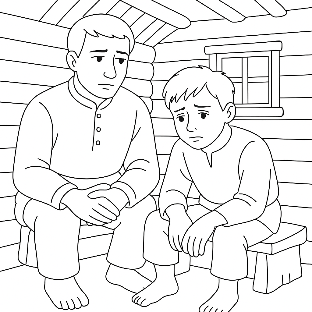 Раскраска по сказке "Три совета отца"