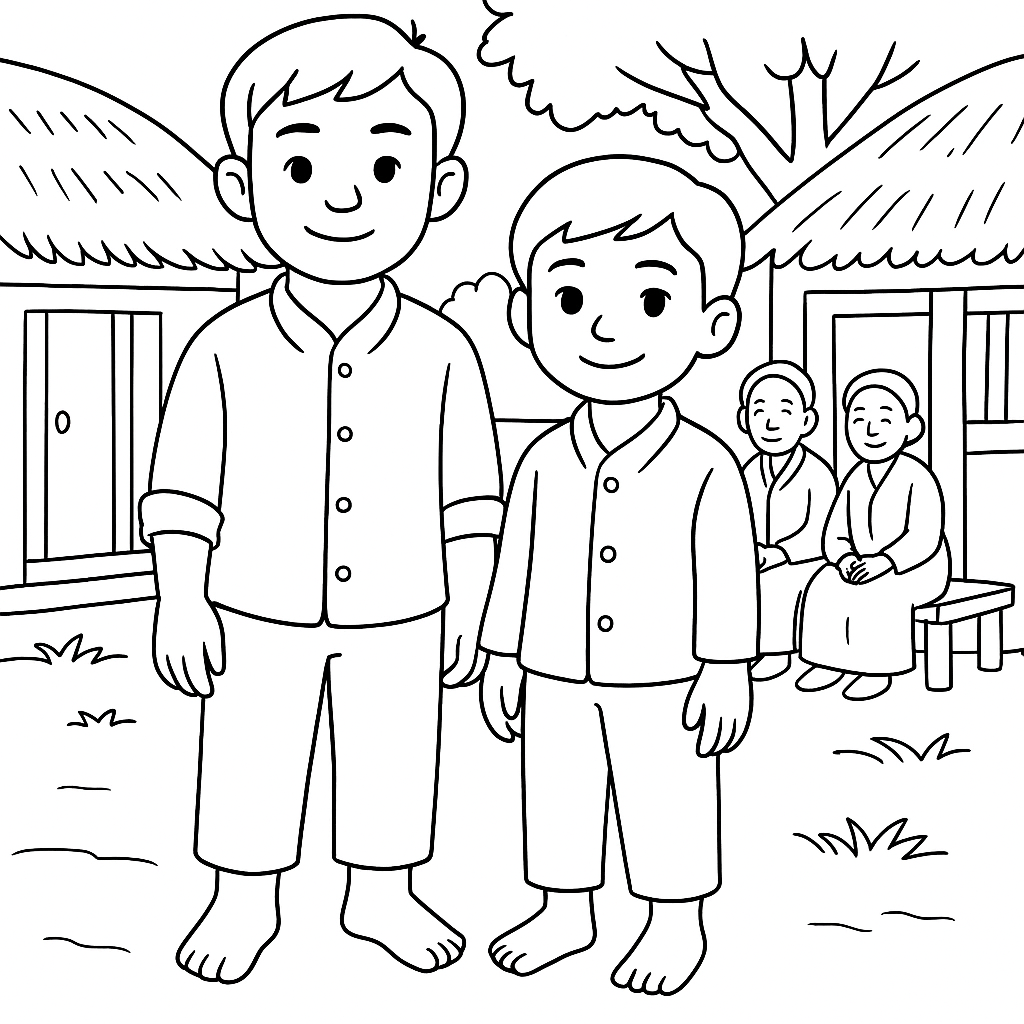 Раскраска по сказке "Дружные братья"