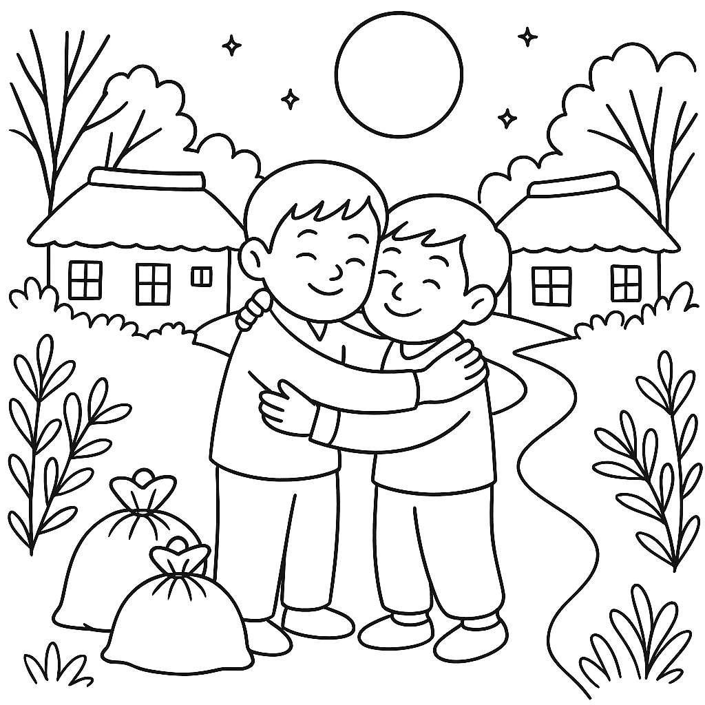 Раскраска по сказке "Дружные братья"