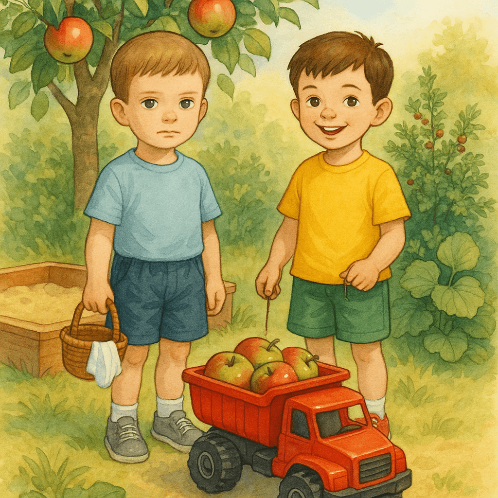 Красный грузовик и яблочное приключение