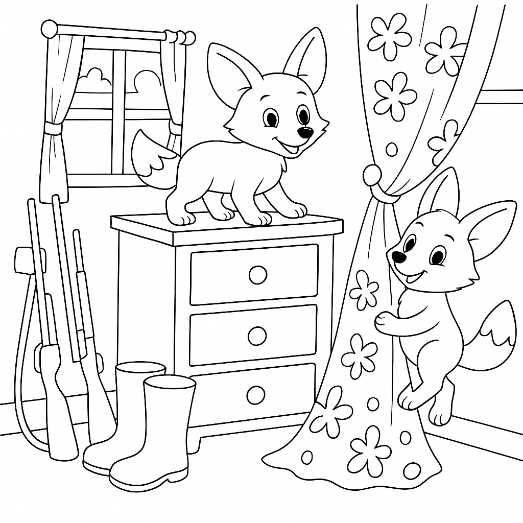 Раскраска по сказке "Лисята"