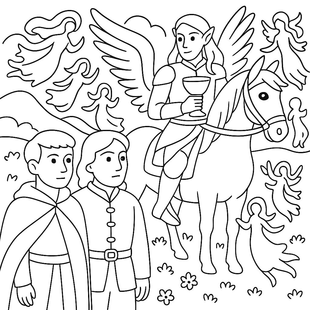 Раскраски: Рыцарь-эльф