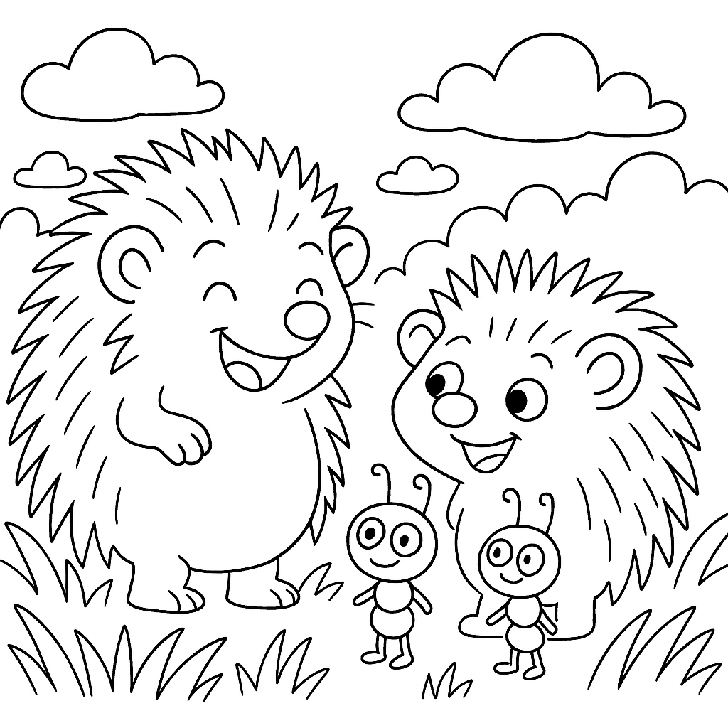 Раскраска по сказке "Ежики смеются"