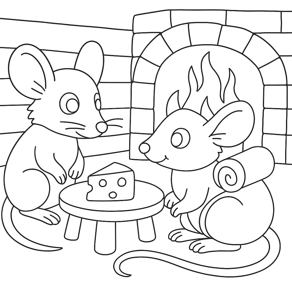 Раскраска по сказке "Хвастливые мыши"