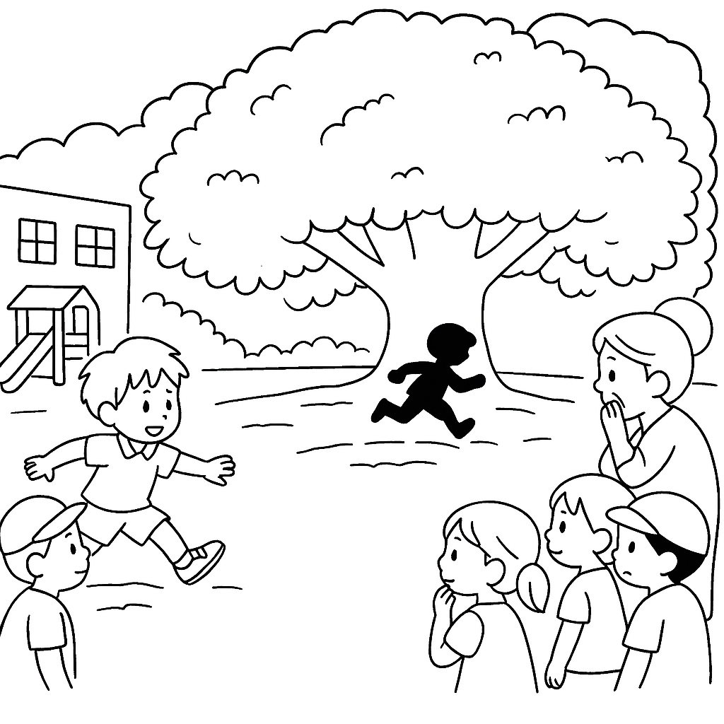 Раскраска по сказке "Удивительные приключения мальчика без тени и тени без мальчика"