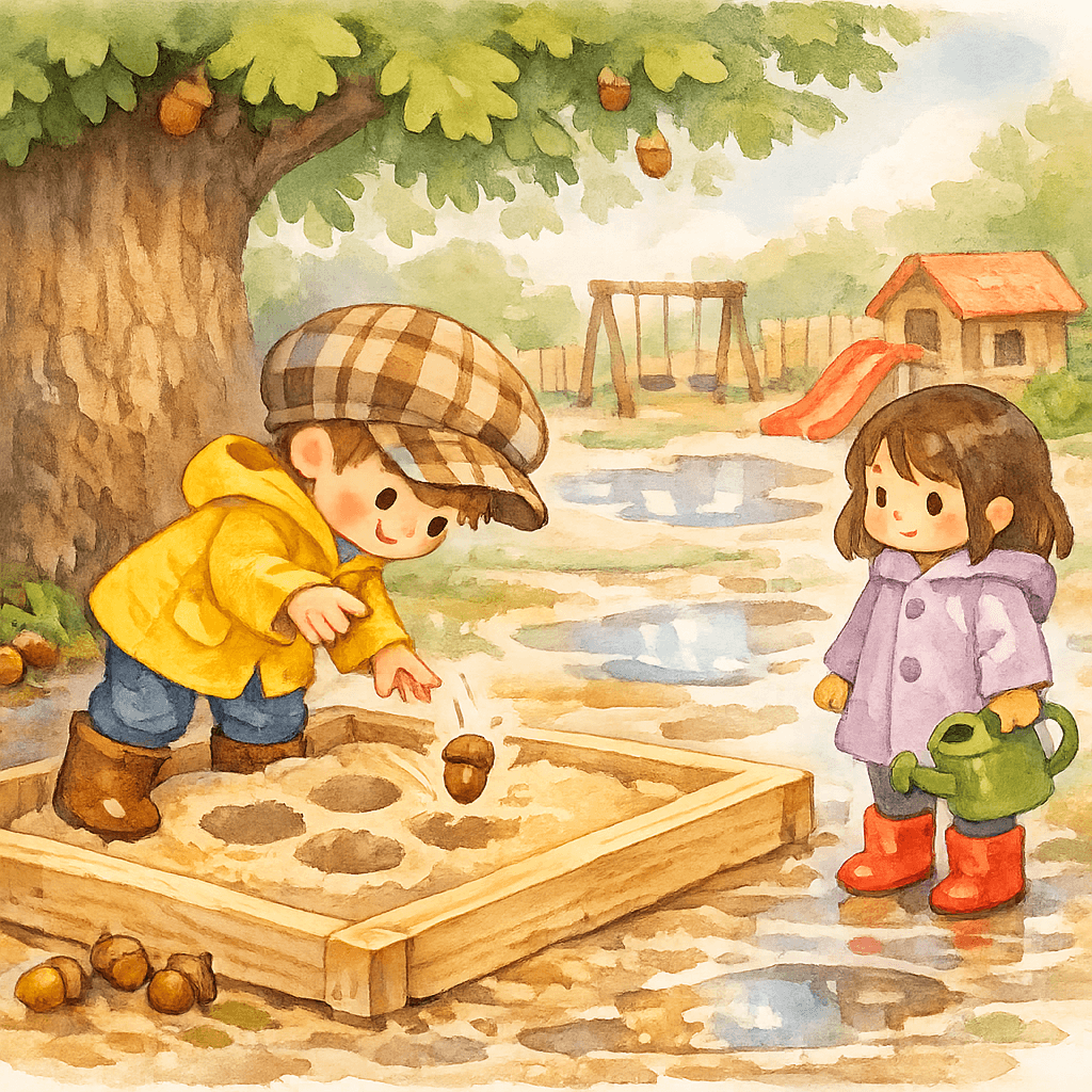 Сеня проверяет версию про падающий жёлудь, но след получается слишком маленьким