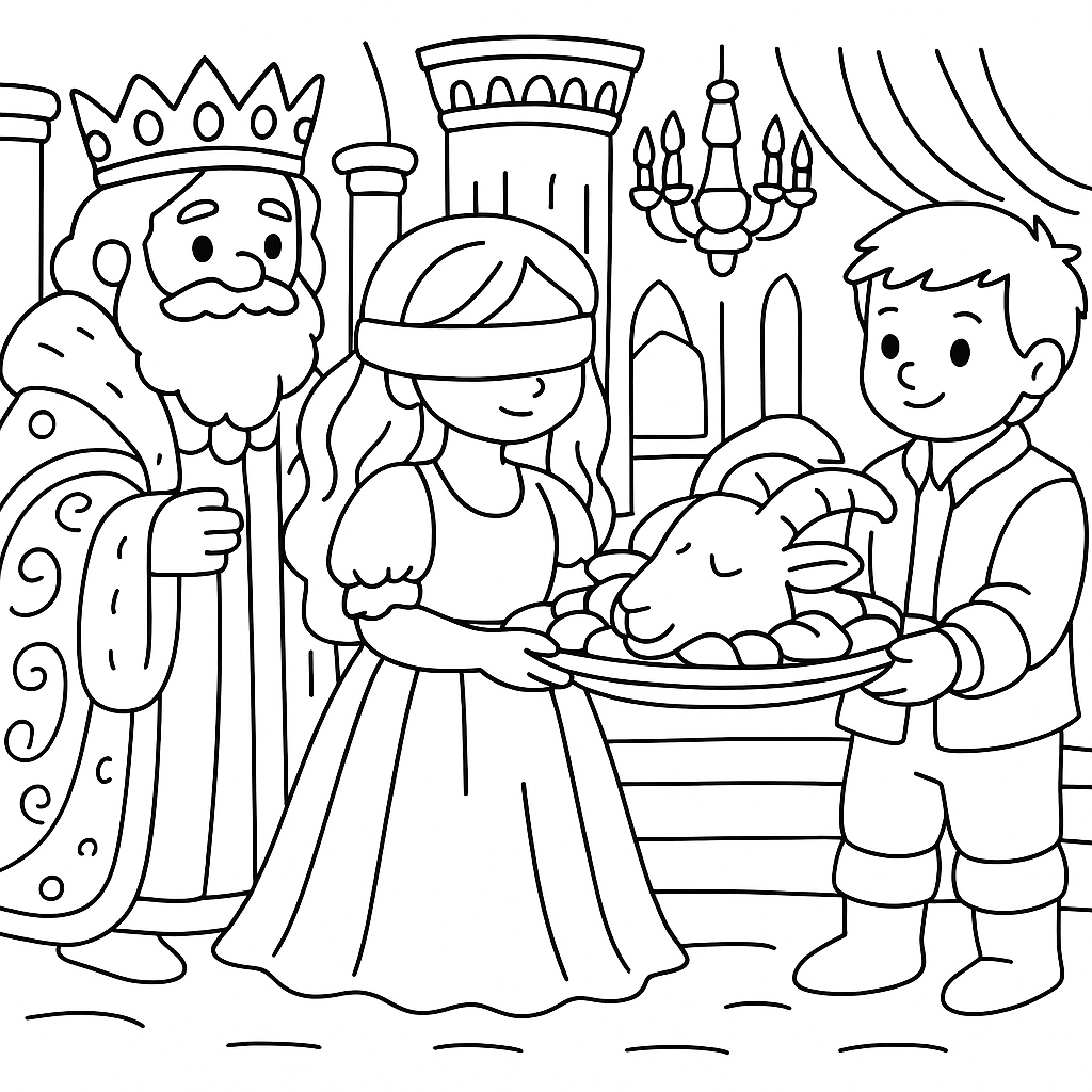 Раскраска по сказке "Щедрый и скупой"