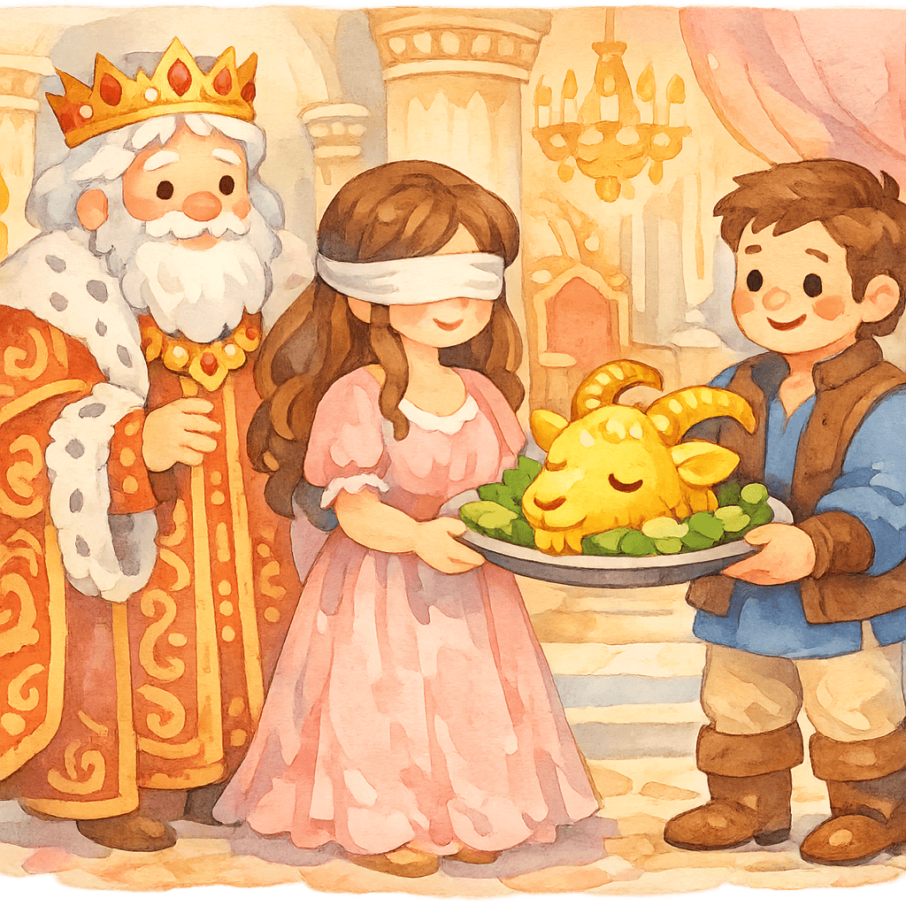 Щедрый подает в царском дворце волшебное блюдо принцессе