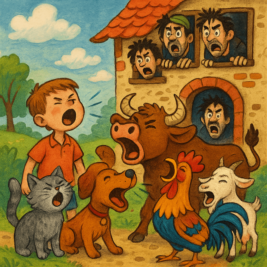 Друзья прогоняют разбойников устраивая шум