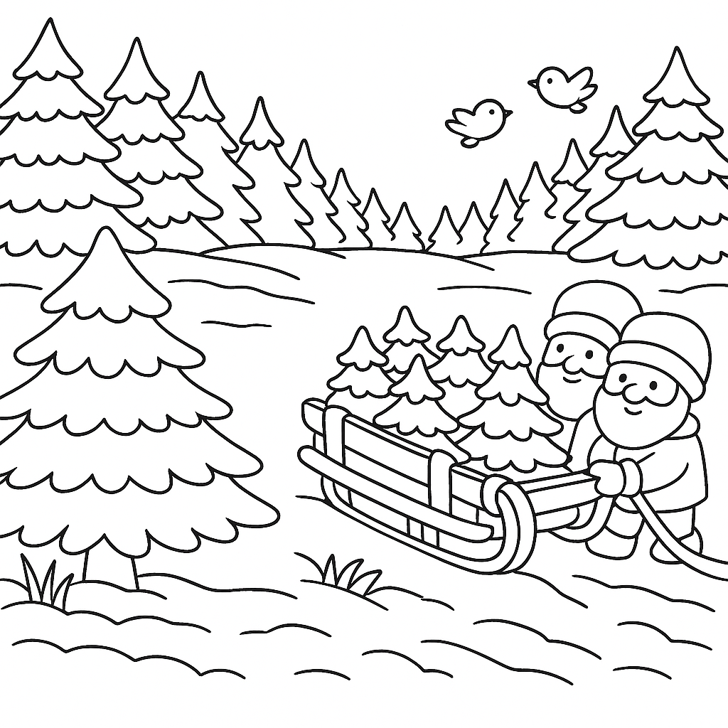 Раскраска по сказке "Ель - читать сказку"