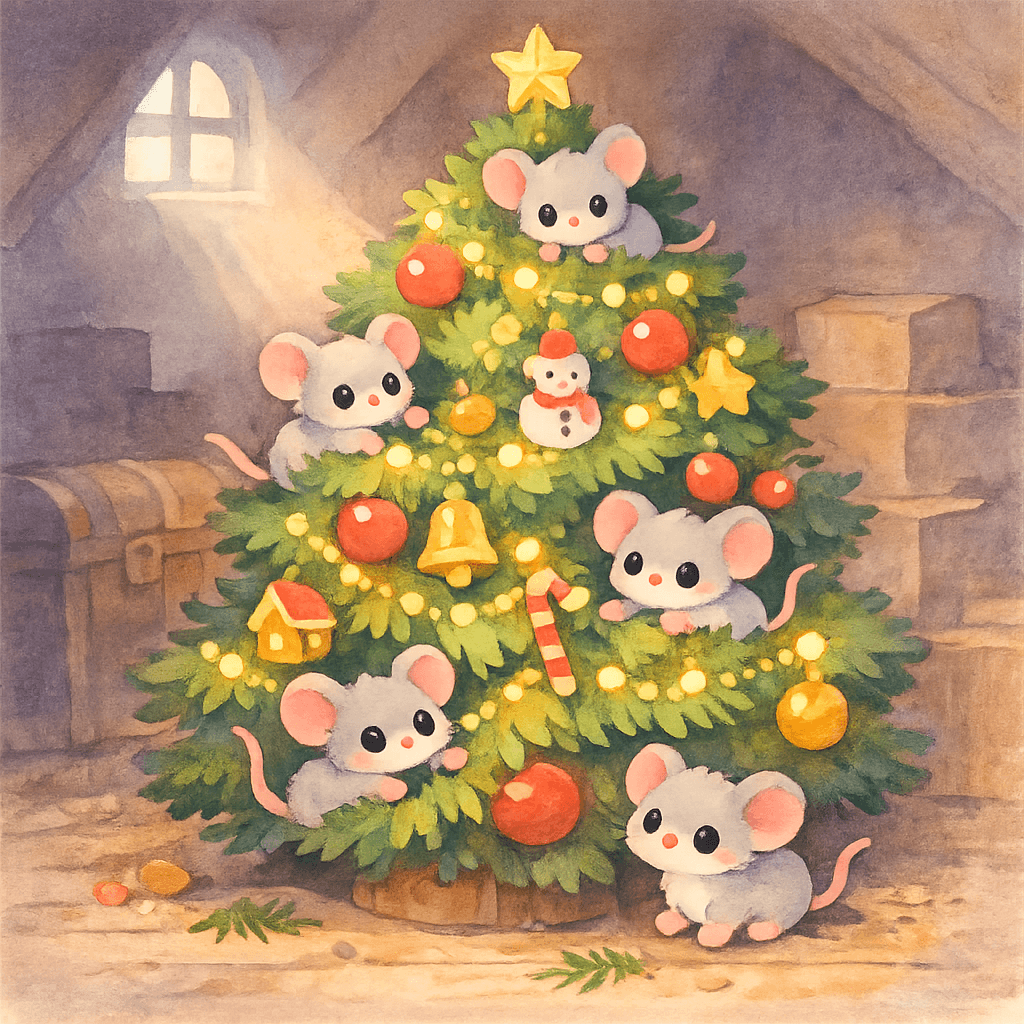 Елочка с мышатами на чердаке