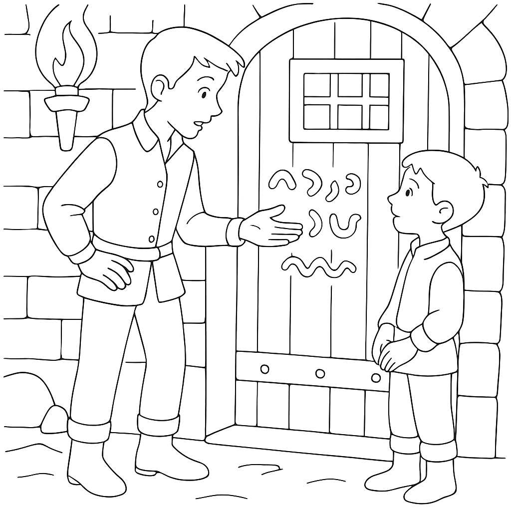 Раскраска по сказке "Загадки ведьмы Гианы"