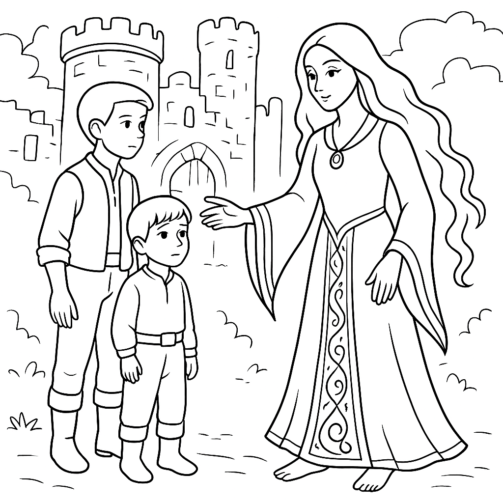 Раскраска по сказке "Загадки ведьмы Гианы"