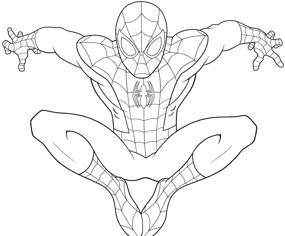 Контур Spider-Man: раскраска супергероя