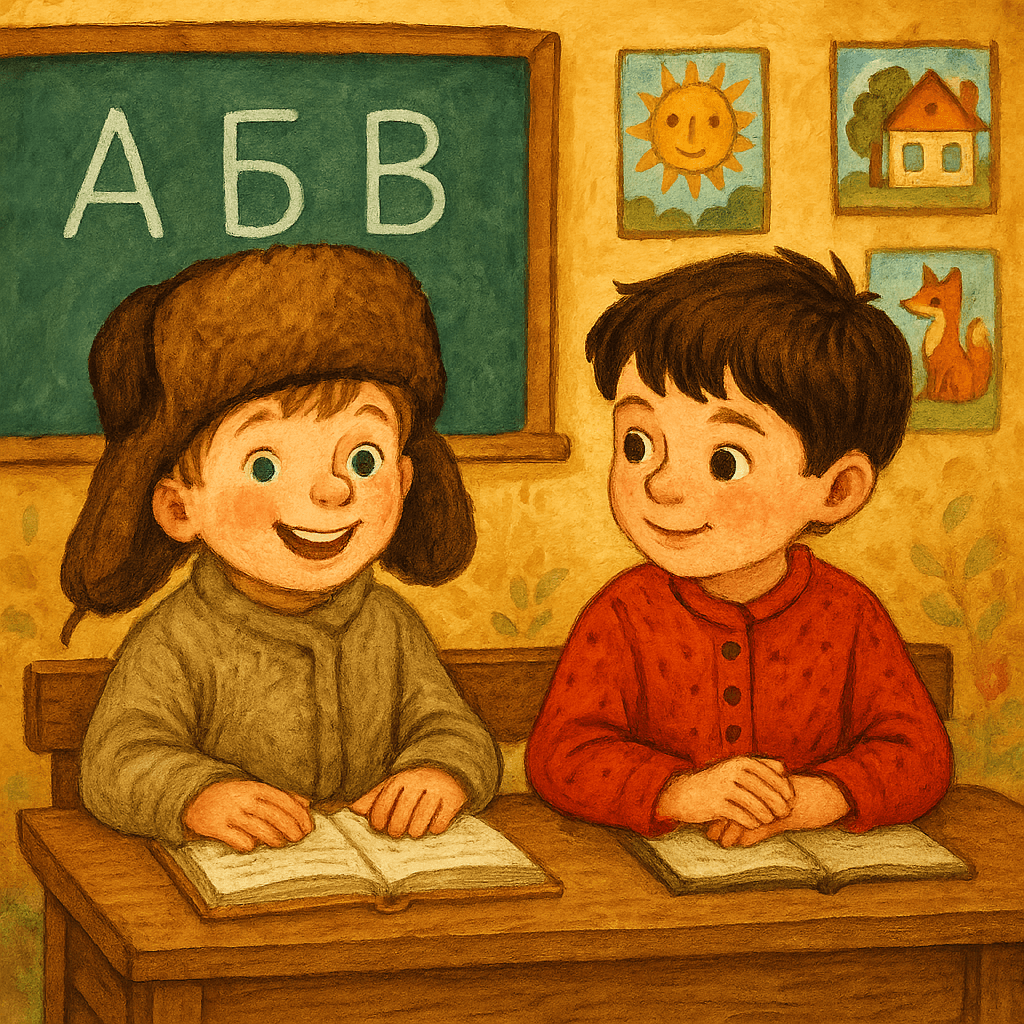 Филипок и Костюшка за партой