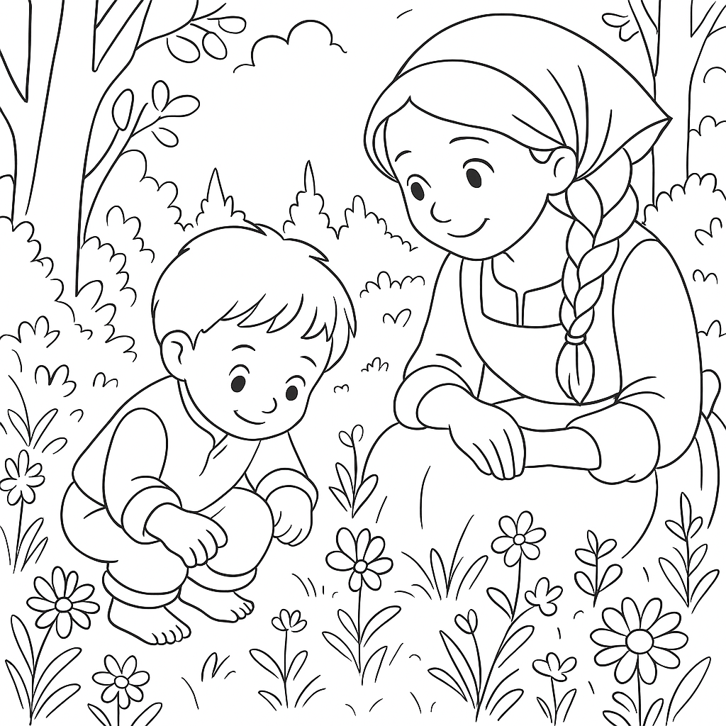 Раскраска по сказке "Могучий ганс"