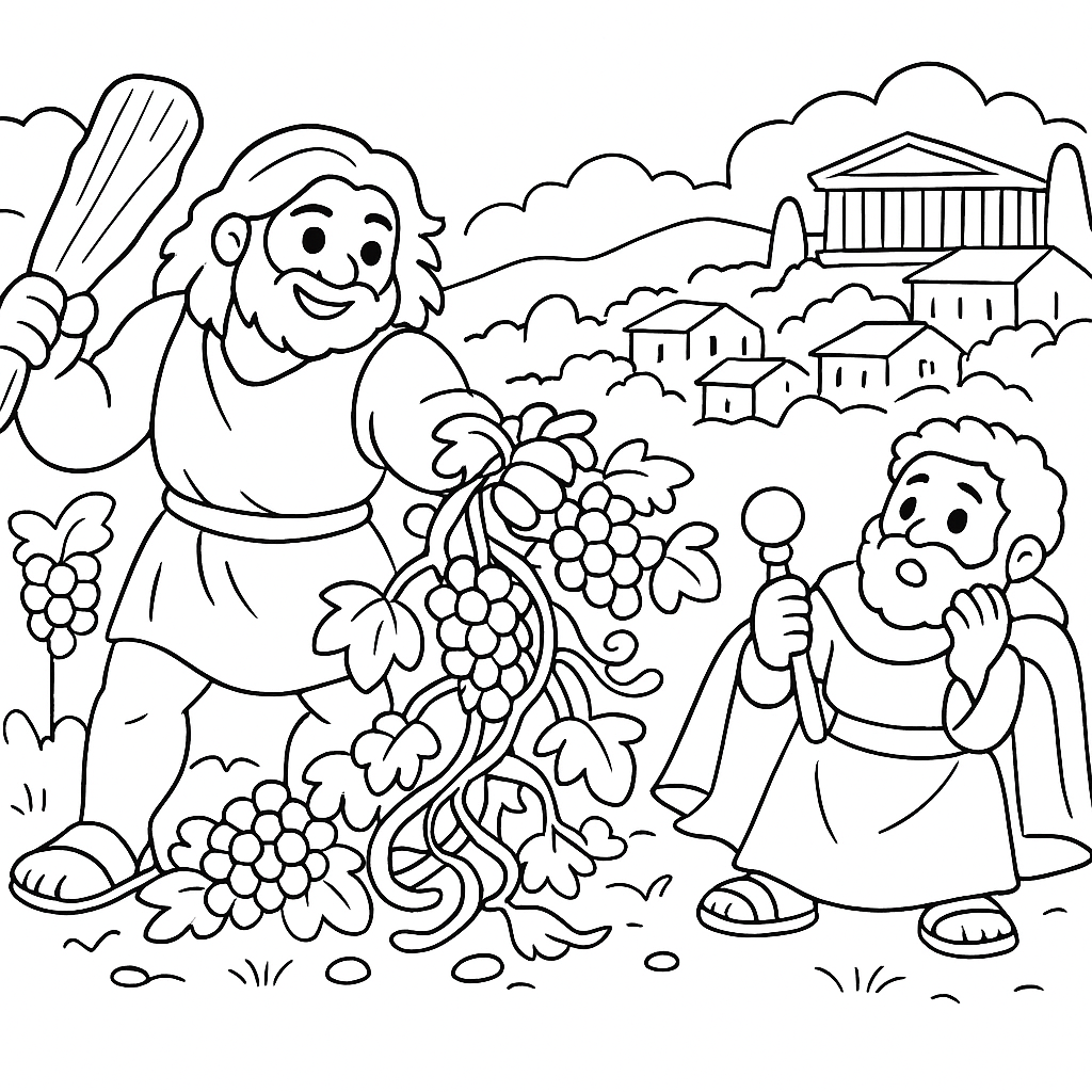 Раскраска по сказке "Геракл у омфалы"