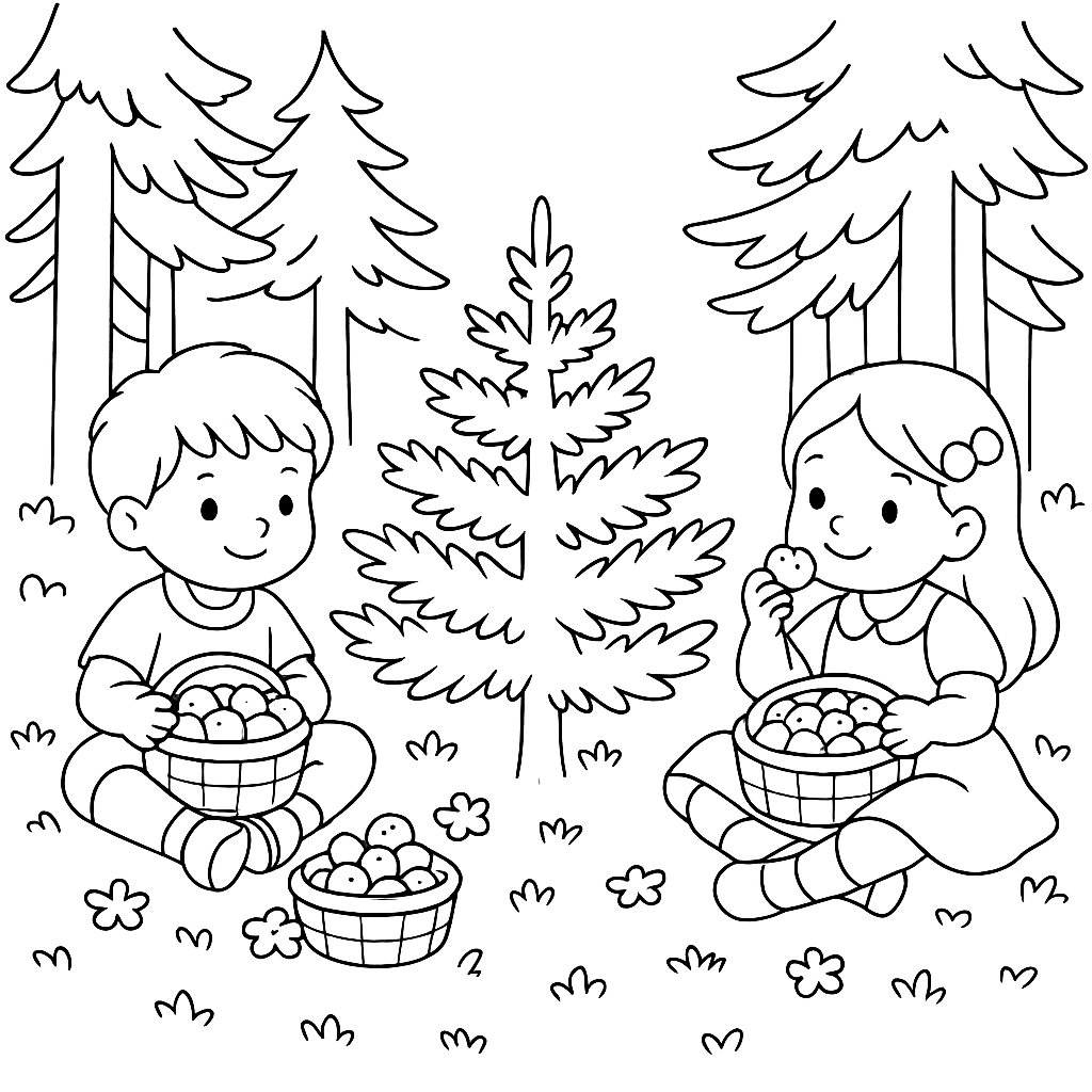 Раскраска по сказке "Ель - читать сказку"