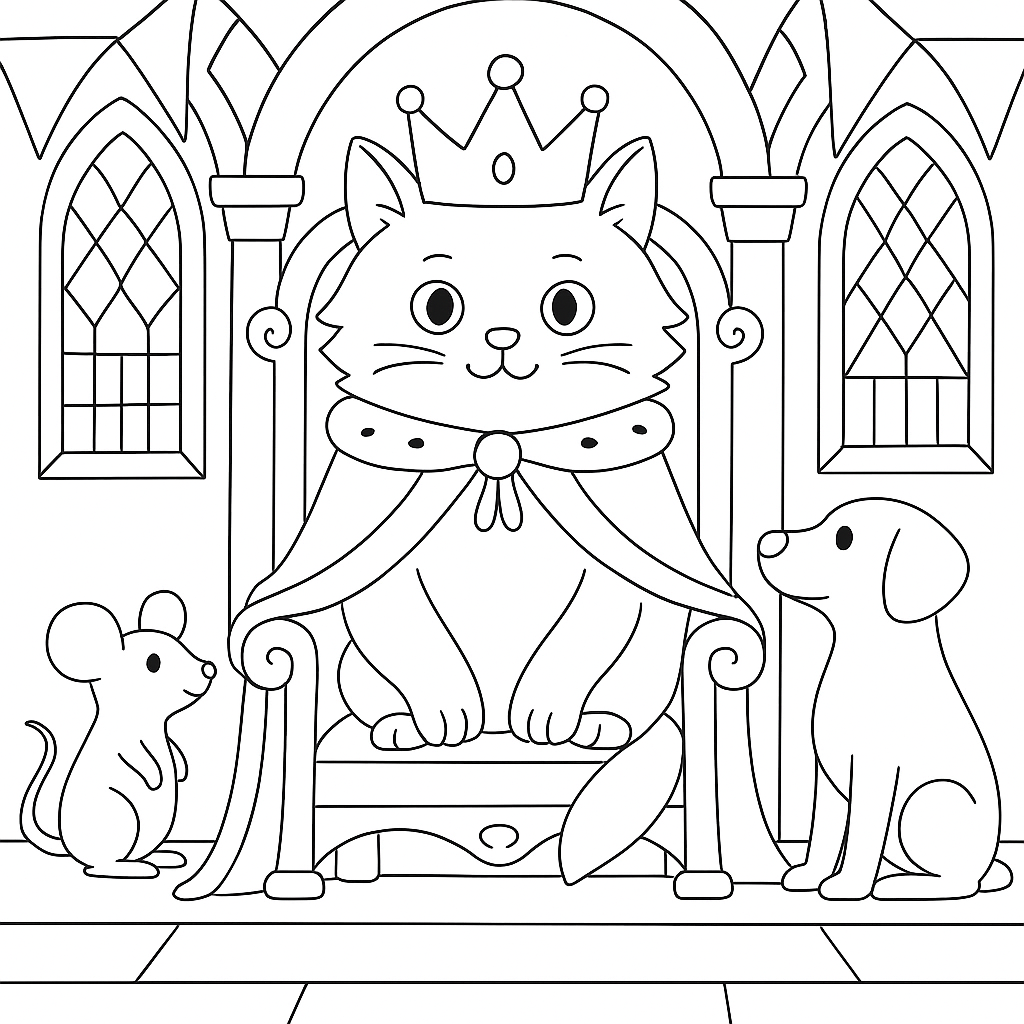 Раскраска по сказке "Кошачий король"