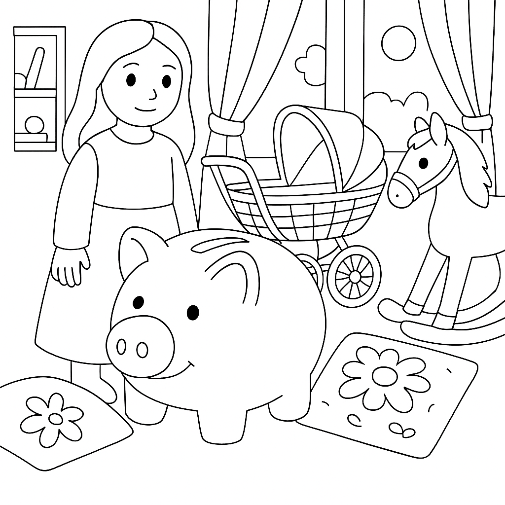 Раскраска по сказке "Свинья-копилка"