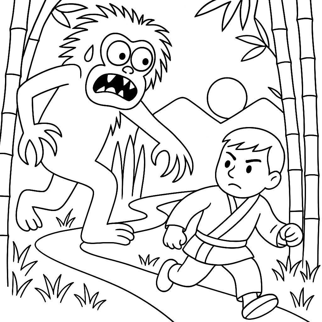 Раскраска по сказке "Горное чудище — омои"